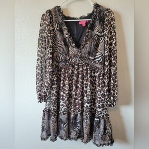 BETSEY JOHNSON Allover Animal-Print Babydoll Dress, 10